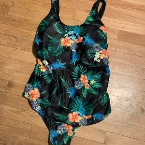 Tropical print 1-piece Swimsuit